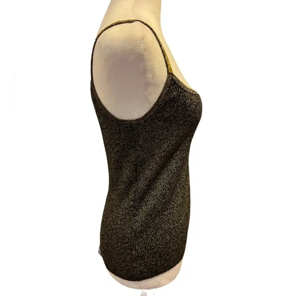 NWOT MICHELLE ANTONELLI womens M silk blend black metallic tank top - Picture 6 of 10